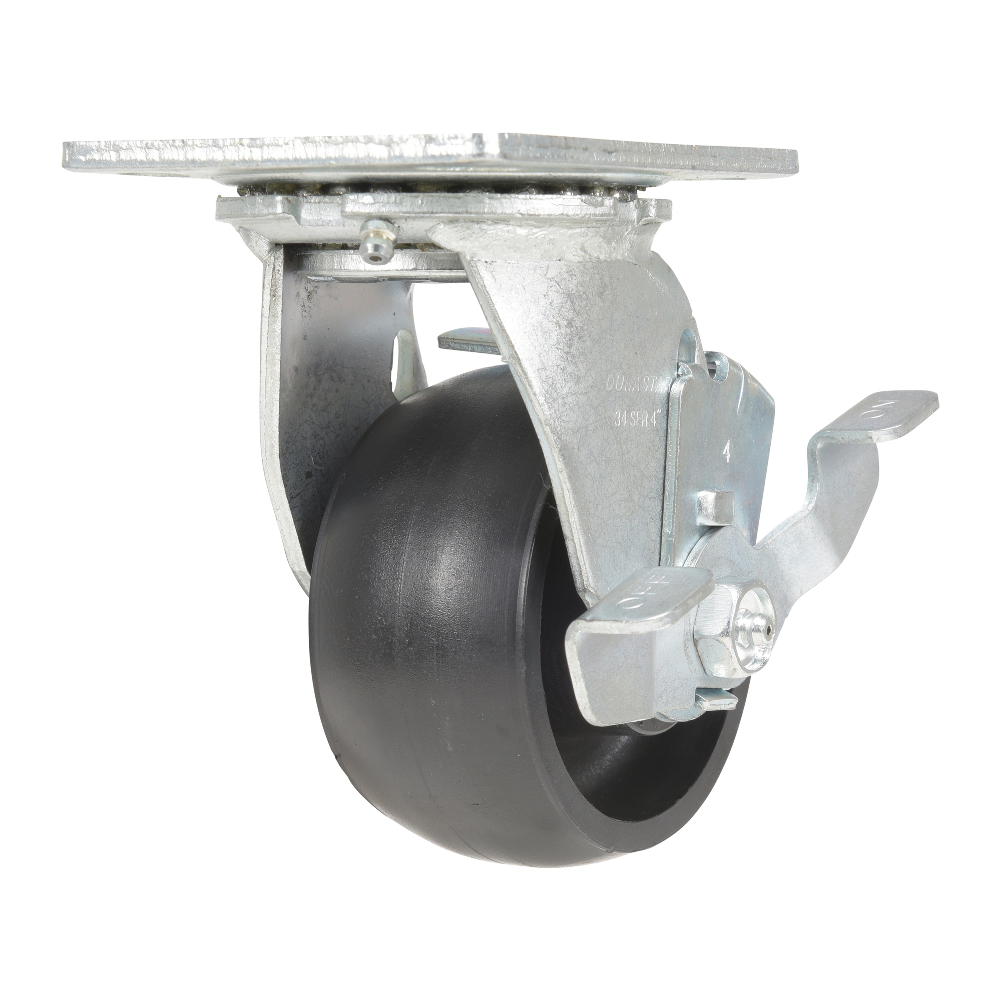 Vestil Nylon Swivel Caster with Brake - 4in. x 2in., Glass Filled Nylon, Model# CST-VE-4X2GFN-SWB